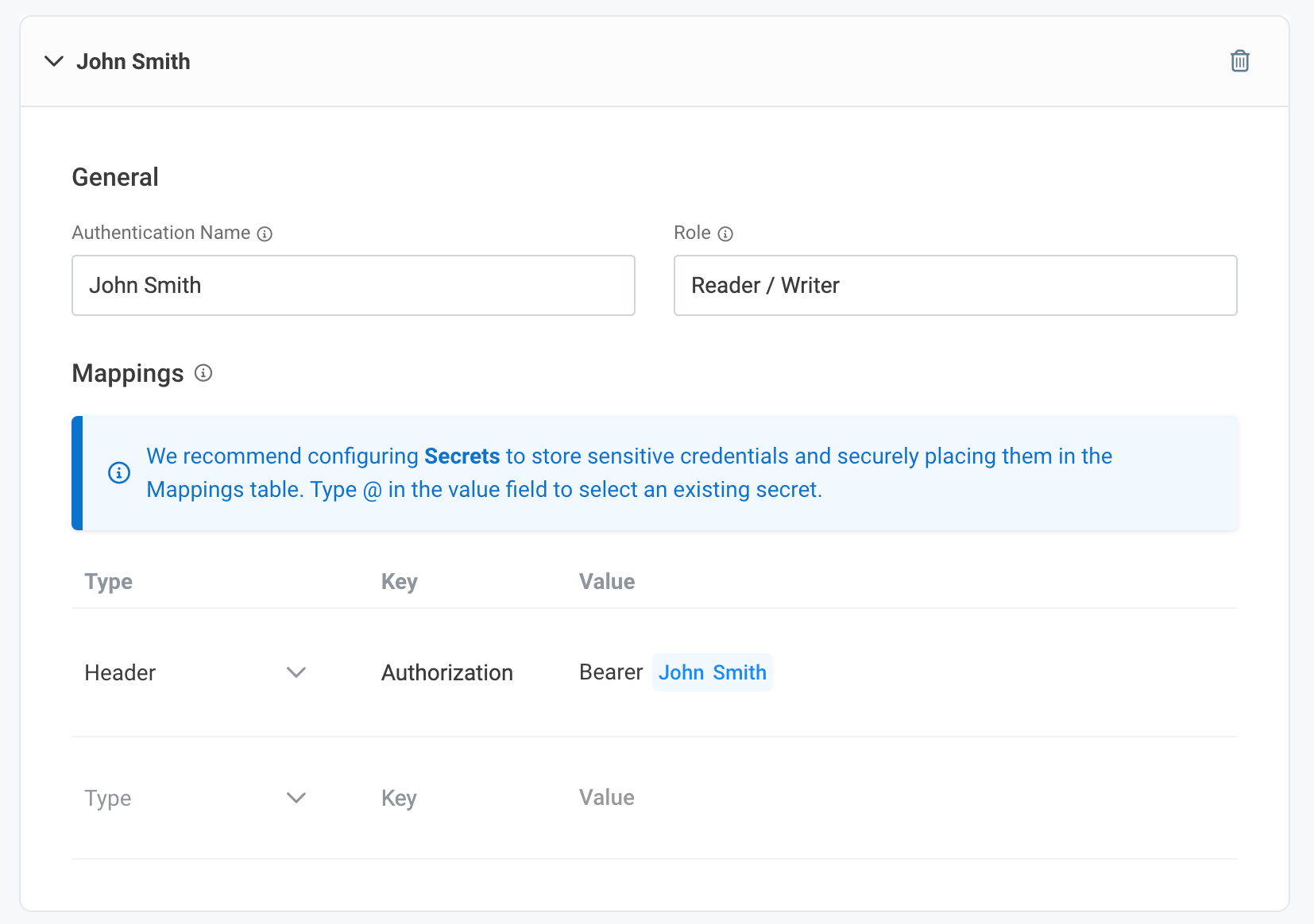 Screenshot of auth profile